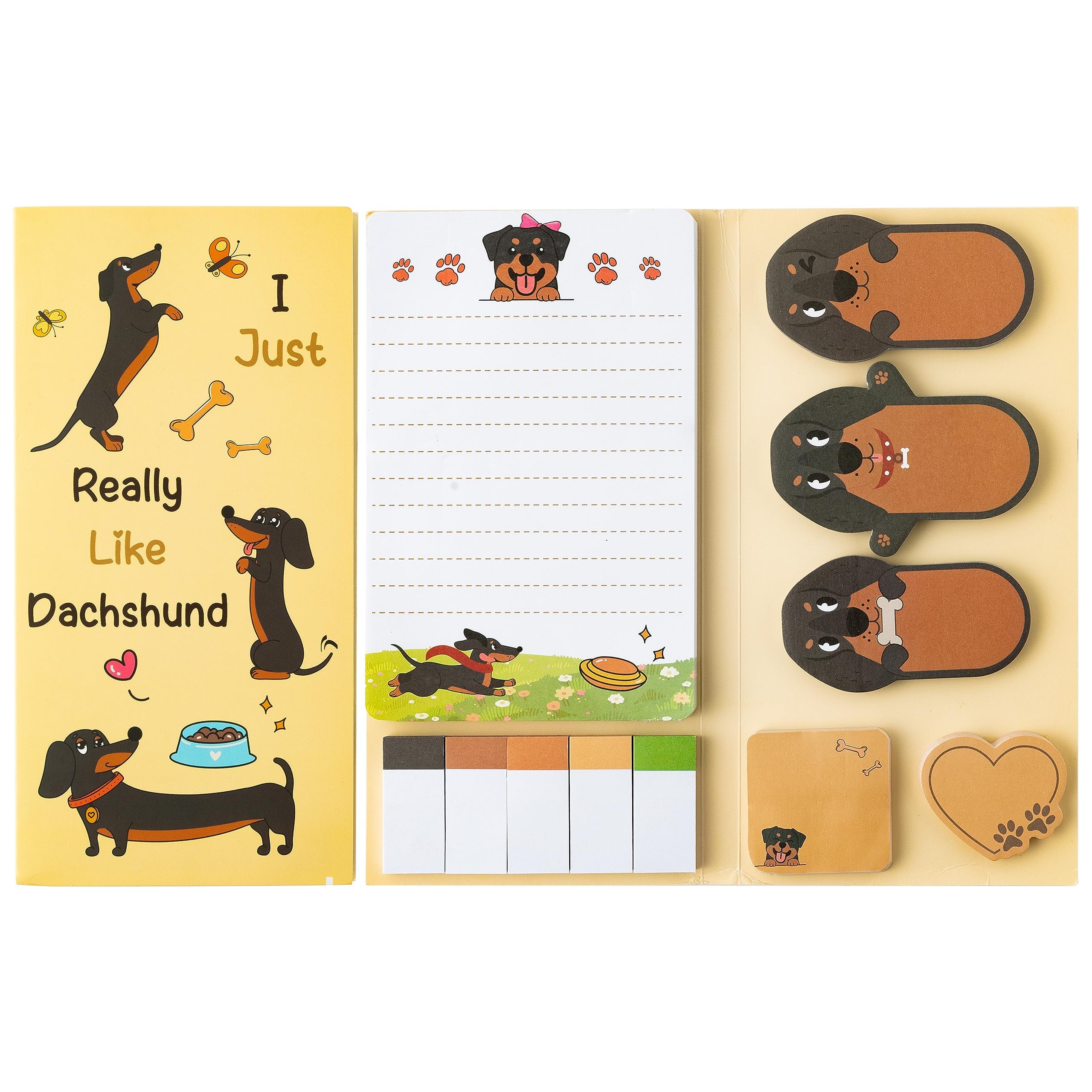 BIGTHREE® 480 Sheet Dachshund Sticky Notes Set, Dachshund Bundle Writing Memo Pads, Cute Dog Adhesive Page Marker, Self-Stick Notes Pads, Back to School Supplies (Dachshund)