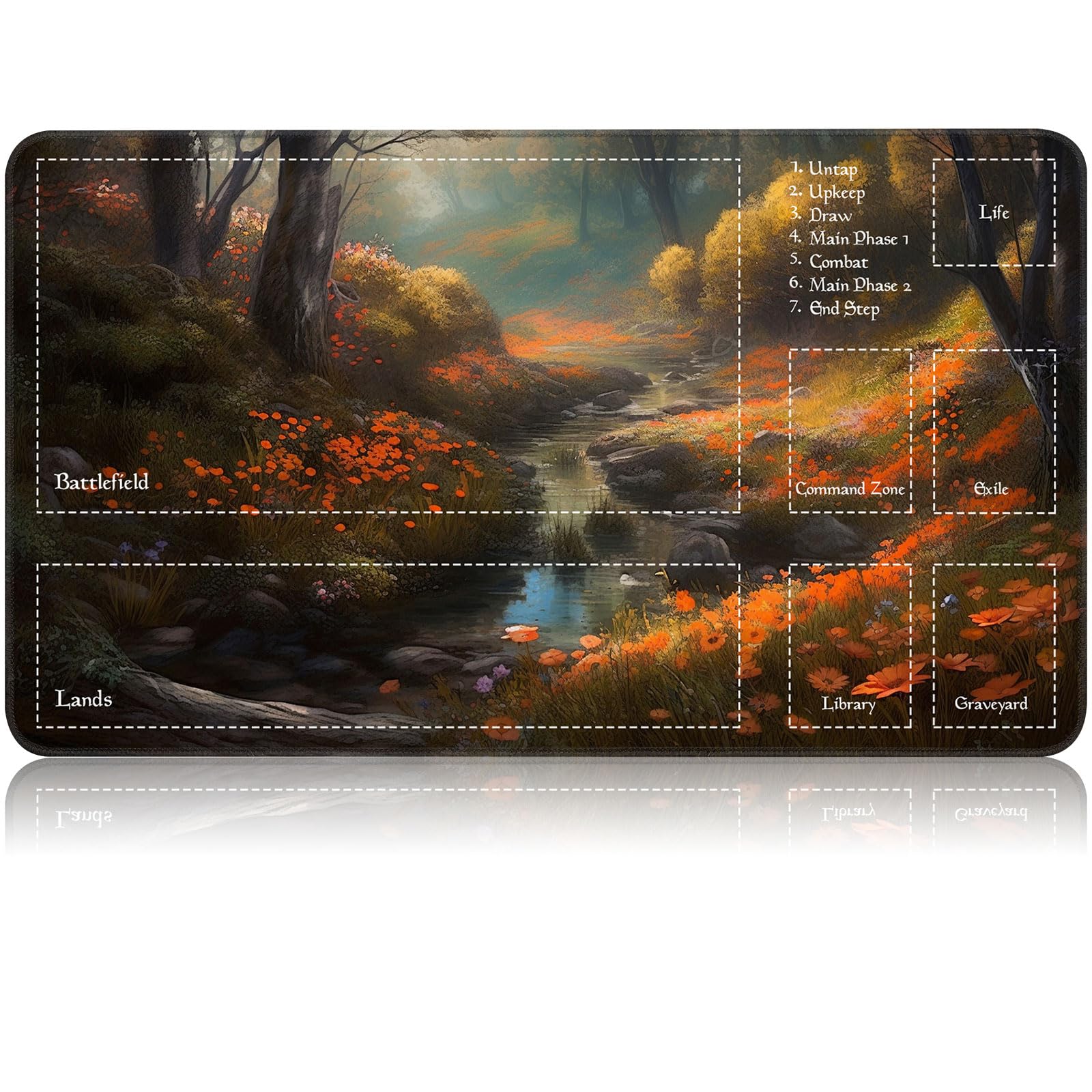 for MTG Game Playmat, for Magic TCG Rubber Play mat,Tabletop Card Playmats with Smooth Surface,Trading Card Inked Game Mat with Zones,Battle Game,Unmanned Forest