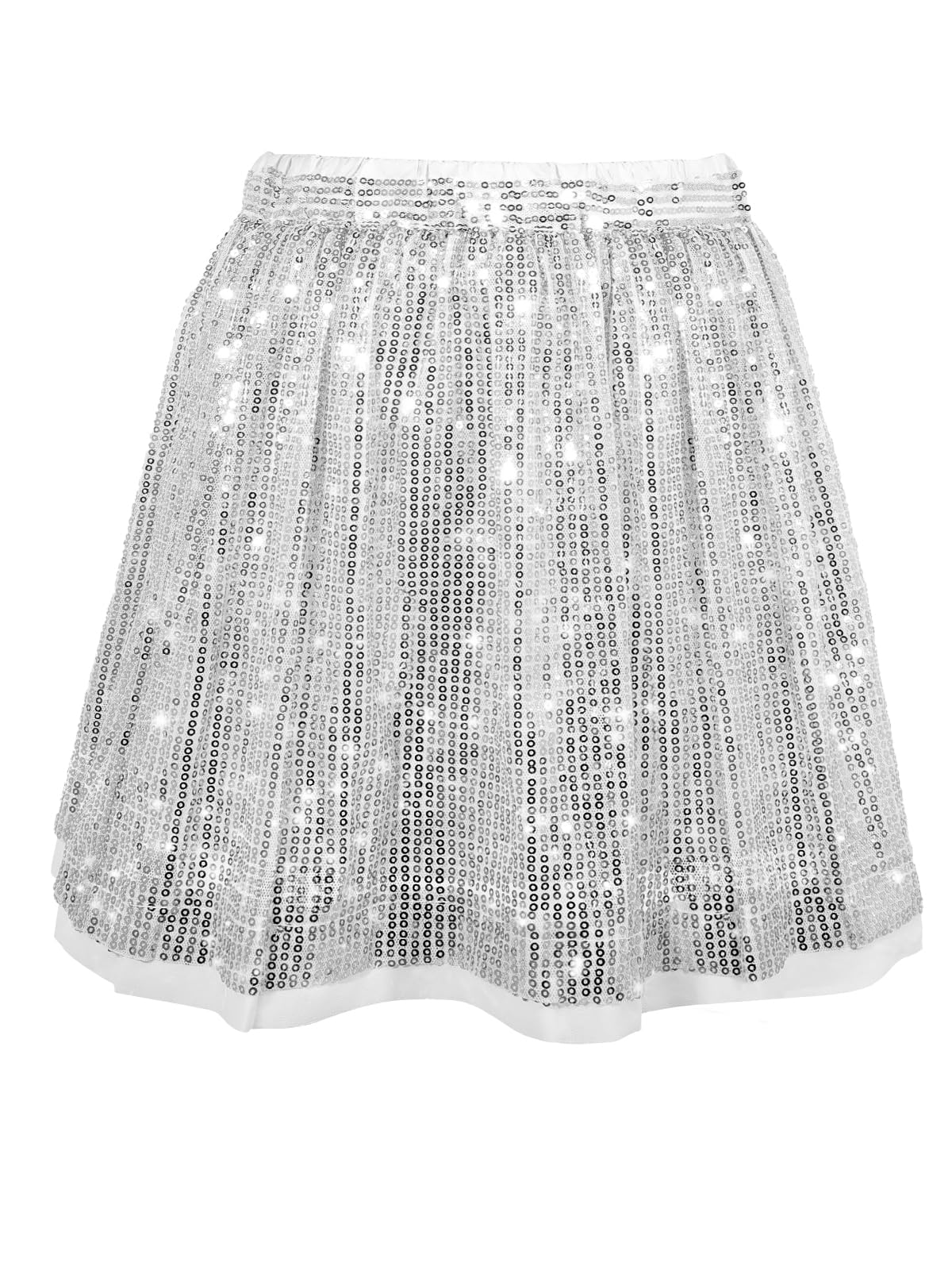 SPFASZEIVGirls Sequin Skirt Pleated Sparkly Skirt Elastic Waist Kids Toddler Glitter Dance Skirts for Party 5-14 Years