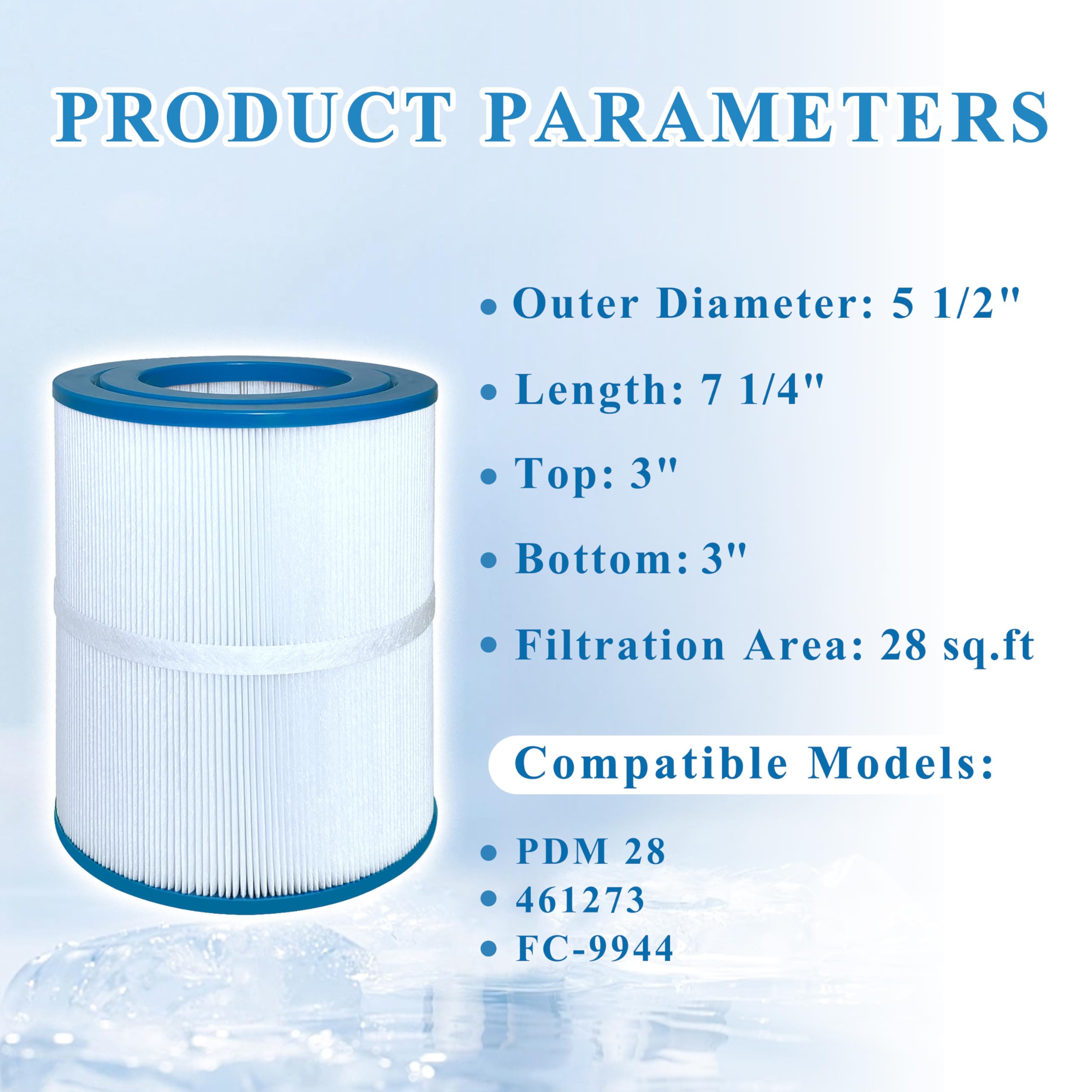 Filtro de spa compatible con PDM 28, 461273, FC-9944, SD-01392, AquaRest, Dream Maker filtro de bañera de hidromasaje de 28 pies cuadrados, paquete de 2