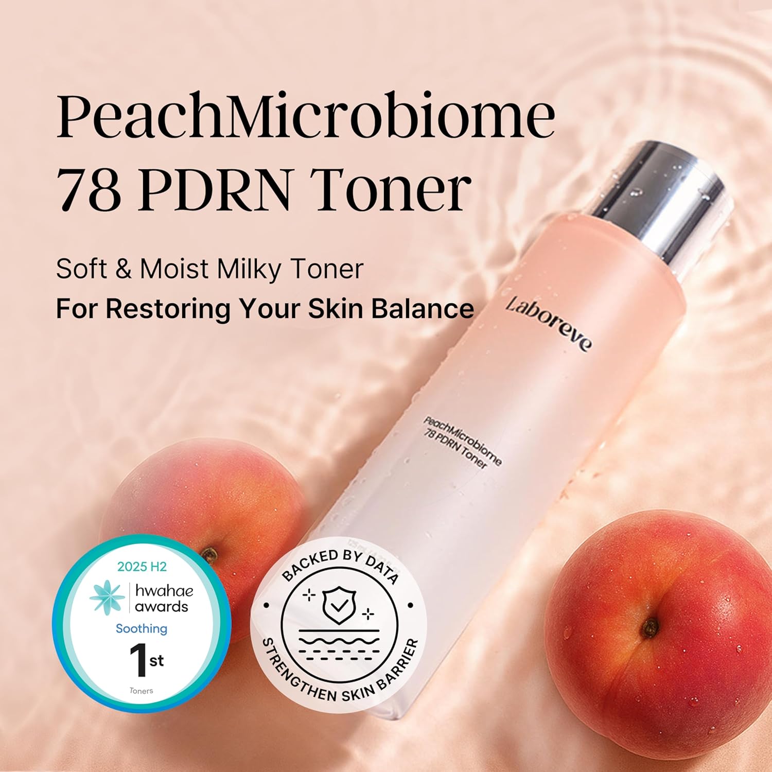 PeachMicrobiome 78 PDRN Milky Peach Toner, Niacinamide & Allantoin to Support Skin Barrier and Calm Skin – Suitable for Sensitive Skin Types, Korean Skin Care (125ml / 4.22 fl. oz.)
