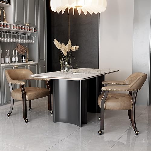 Miniatura 5 de Silla de comedor con ruedas, sillas de capitán con rodillos, juegos de dinette, sillas de póquer con ruedas, mesa de cocina, sillas rodantes, silla