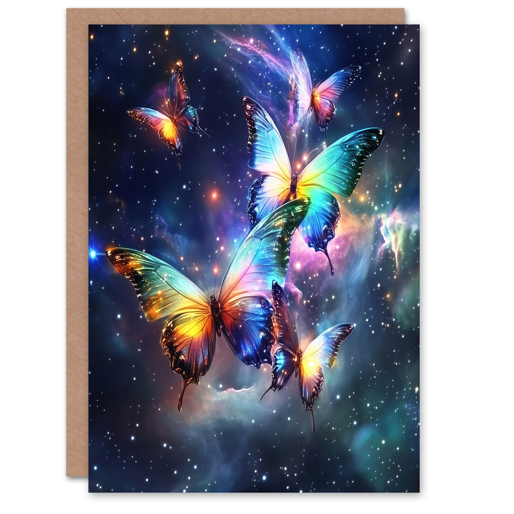 Artery8 Greeting Card String Theory Cosmic Butterflies Space Starscape For Her Woman Birthday Card