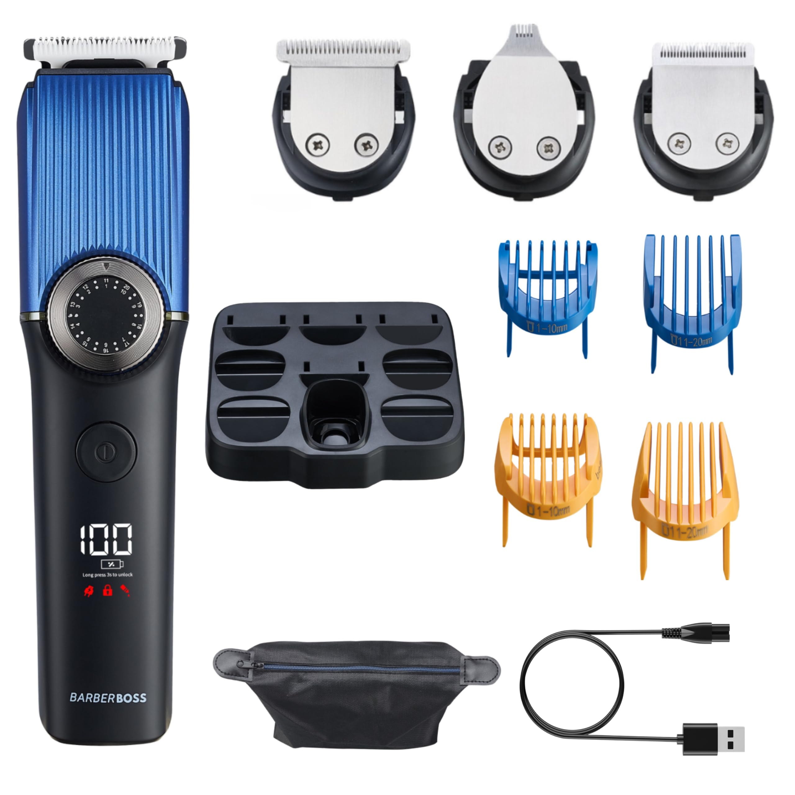 BarberBoss 5-in-1 Men's Trimmer – Cordless Beard & Hair Grooming Kit, Nose Hair Trimmer, Waterproof Clippers, Rechargeable Body Groomer Men, Men's Clipper