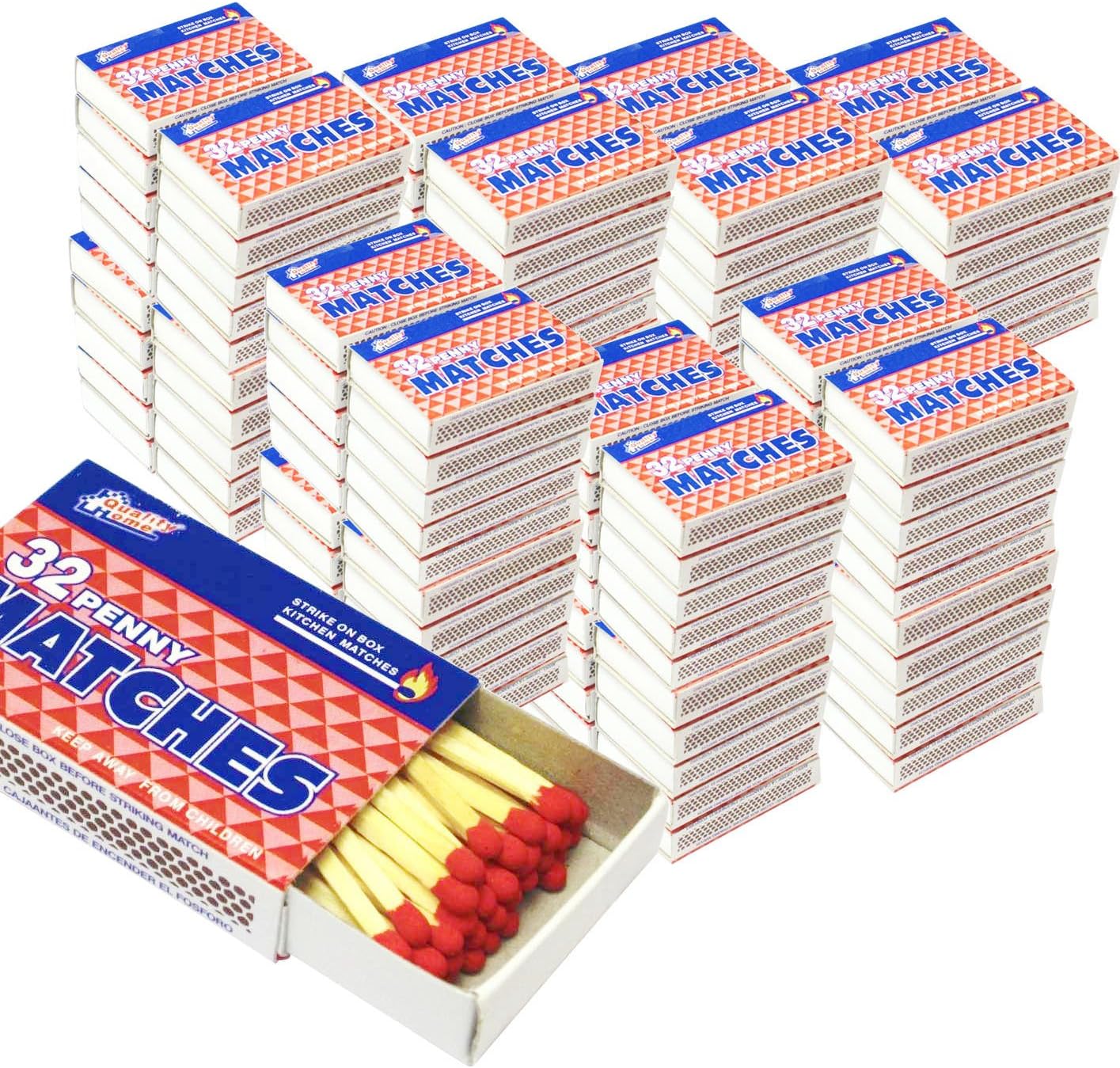 100 Boxes - Wooden Kitchen Matches, Strike On Box Type