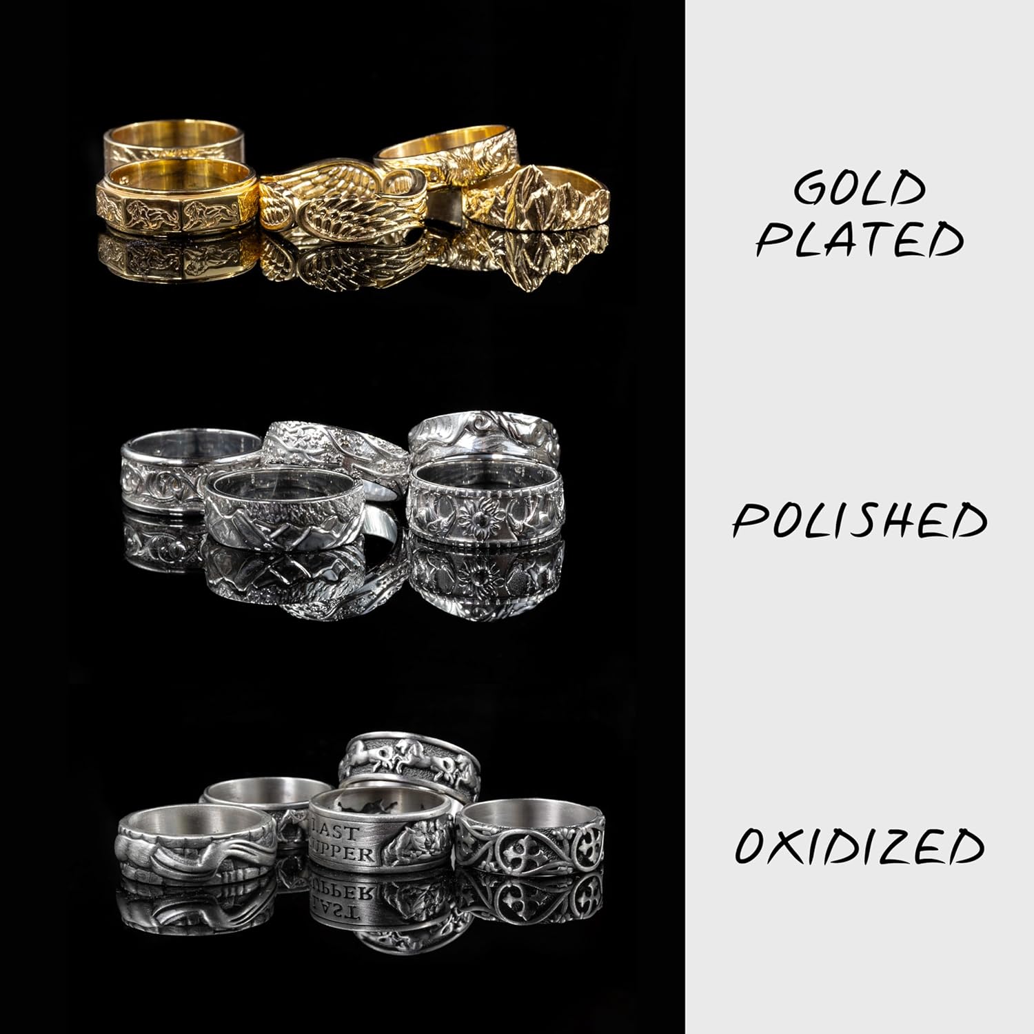 BySilverStone - Casual Handcrafted Sterling Silver Men Band Ring, Stylish Men Wedding Rings, Elegant Man Wedding Jewelry, Stackable Biker Mens Ring, Unique Bands - Image 5