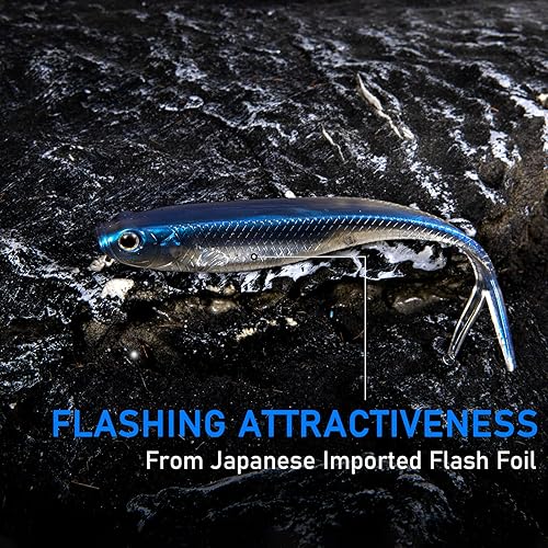 Miniatura 4 de Dr.Fish Cebos de plástico suave, cola de tenedor suave Jerbait Minnow señuelos, 3 a 4-34 pulgadas suave Swimbaits Jerk Shad Baits Crappie Bass pesca