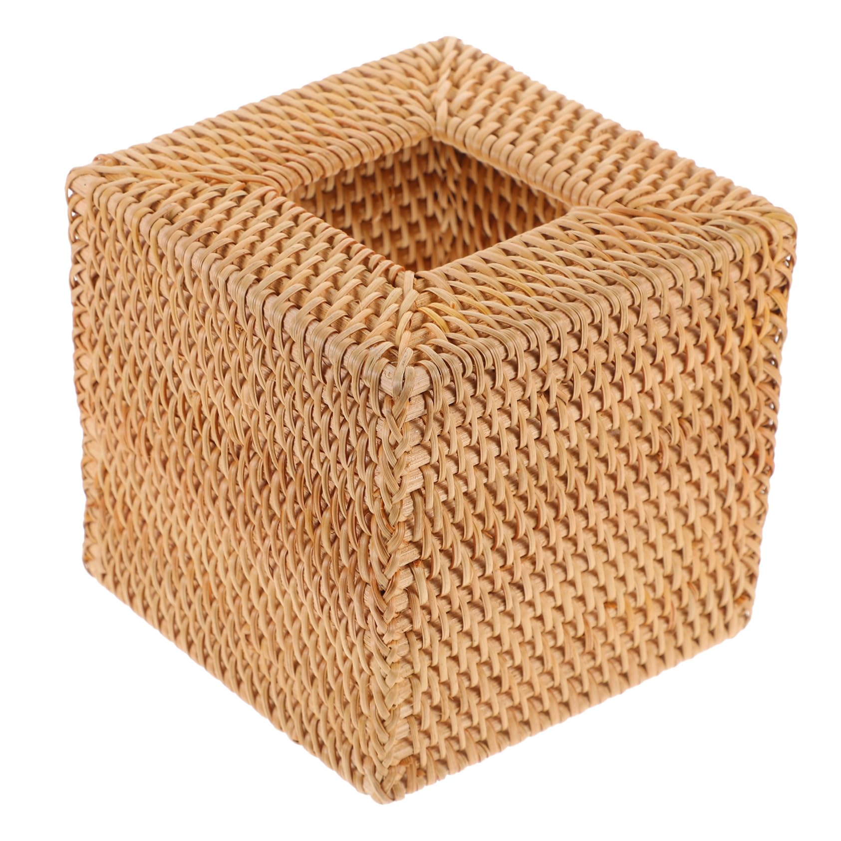 PRETYZOOM Rattan Tissue Box Cover Vintage Woven Napkin Holder Paper Towel Storage Organizer
