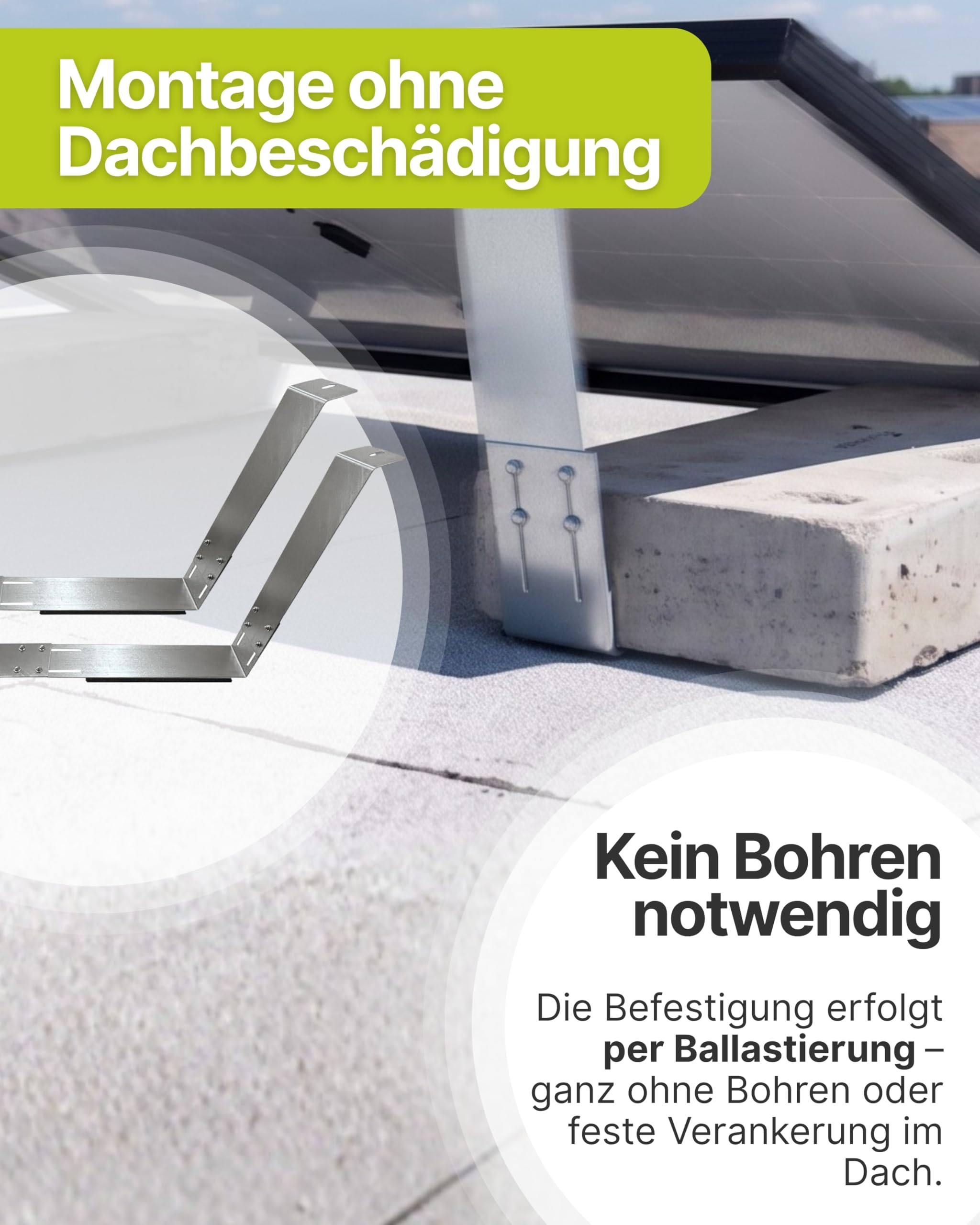 SCHWAIGER Flachdach-Halterung für Solarmodul I Solarpanel PV Aufständerung ohne Bohren I Flexible Befestigung mit einstellbarem Neigungswinkel von 18-22° I Photovoltaik-Befestigung aus robustem Stahl