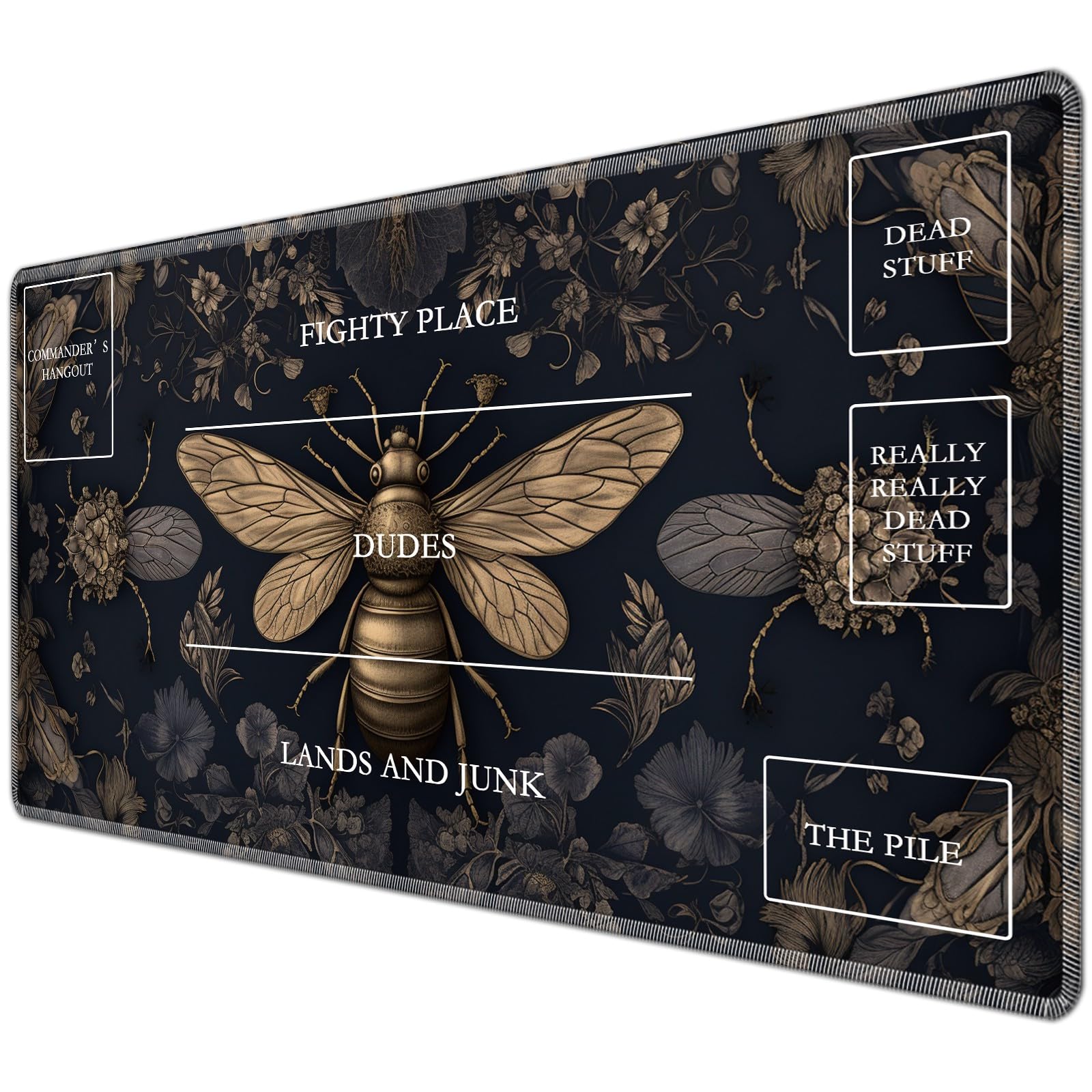 JANENFNA TCG Playmat with Magic Zones 24 x 14 inches Mousepad Compatible for MTG TCG Trading Card Game Play Mats Smooth Rubber Surface Magic The Gathering Play Mat, Bees