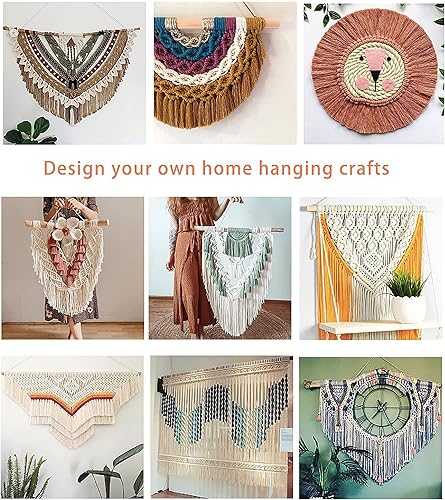 Miniatura 7 de Likeecords Cuerda de macramé de un solo hilo de 0.157 in, cuerda de algodón colorido para colgar en la pared, ganchos de plantas, para manualidades