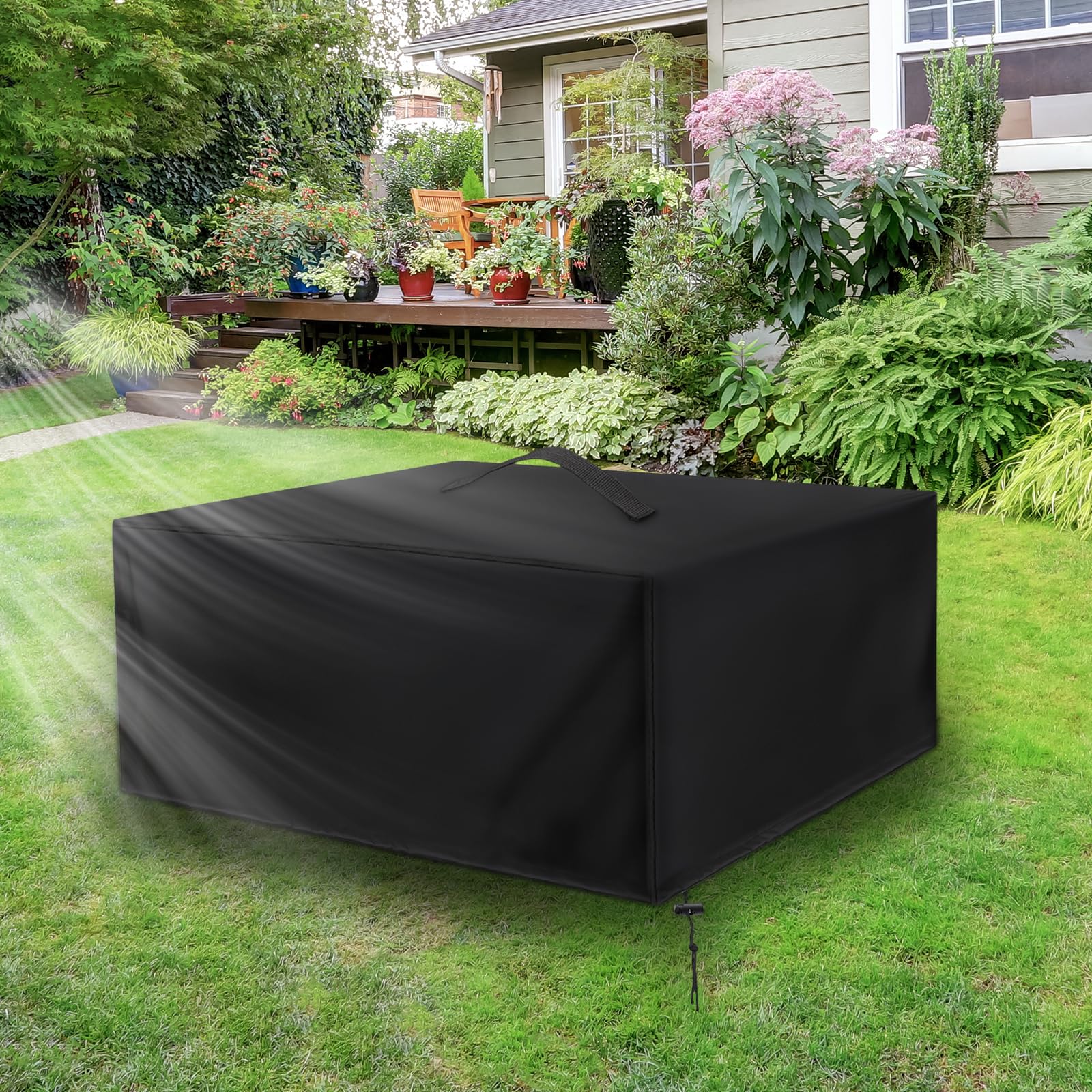 Housse de Protection Étanche pour Robot Tondeuse 78 x 56 x 36 cm – Oxford 420D Résistant, avec Cordon de Serrage, Anti-UV, Anti-Neige, Anti-Poussière, pour Usage Extérieur, avec Poignées