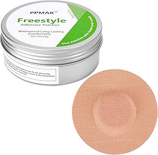 PPMAK-40 PCS Sensor Covers for Libre 2/3-Adhesive Patches-Waterproof CGM Tape No Glue On The Center-Color Tan and Long Lasting (40 PCS)