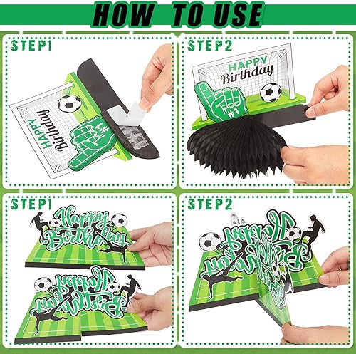 Miniatura 4 de 9 piezas de decoración de fiesta de fútbol, centros de mesa de fútbol para decoración de cumpleaños, suministros de fiesta de cumpleaños temática de