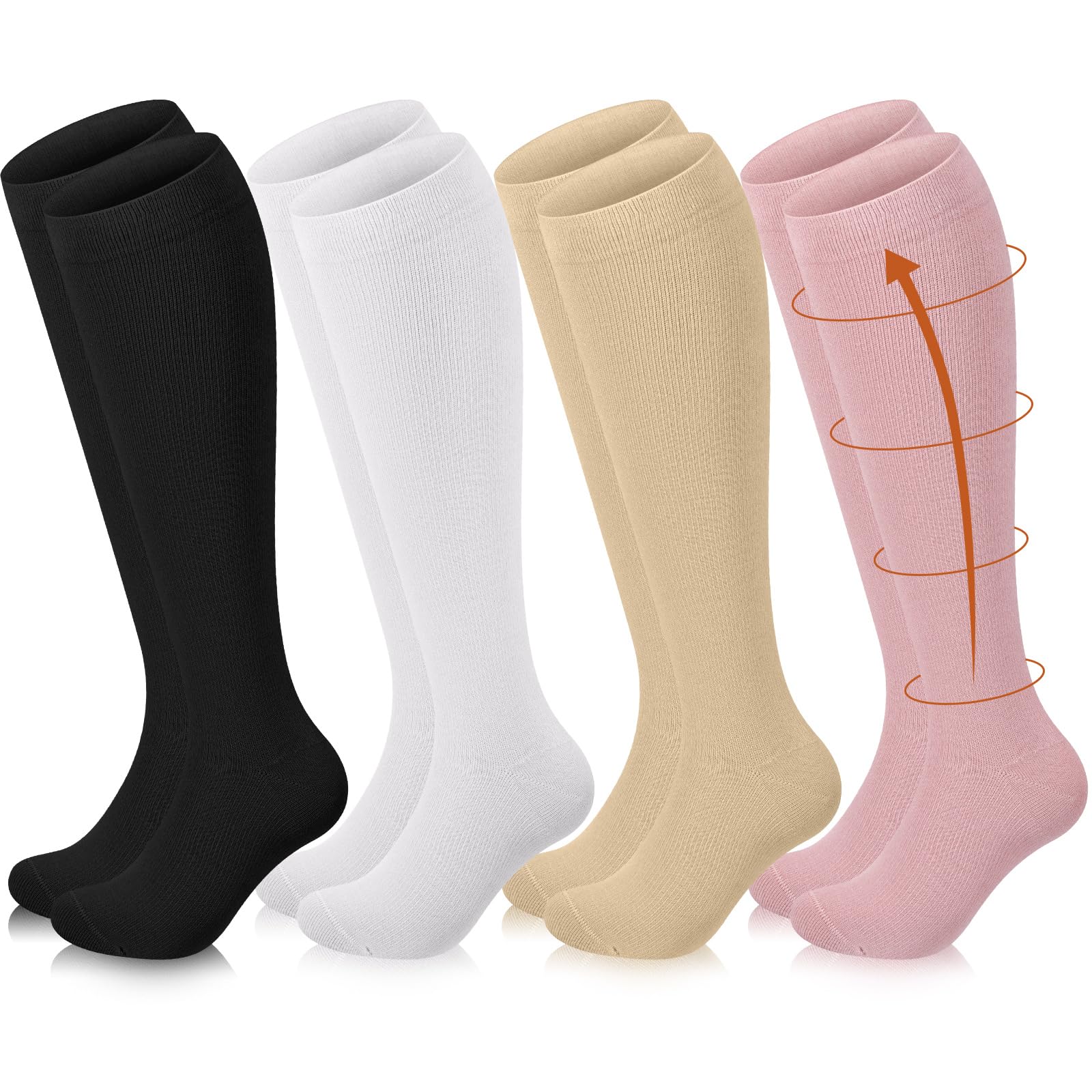 Tisancy 4 Pairs Cotton Compression Socks for Women Men 20-30mmhg Is Best Support Stocking for Running Hiking Cycling