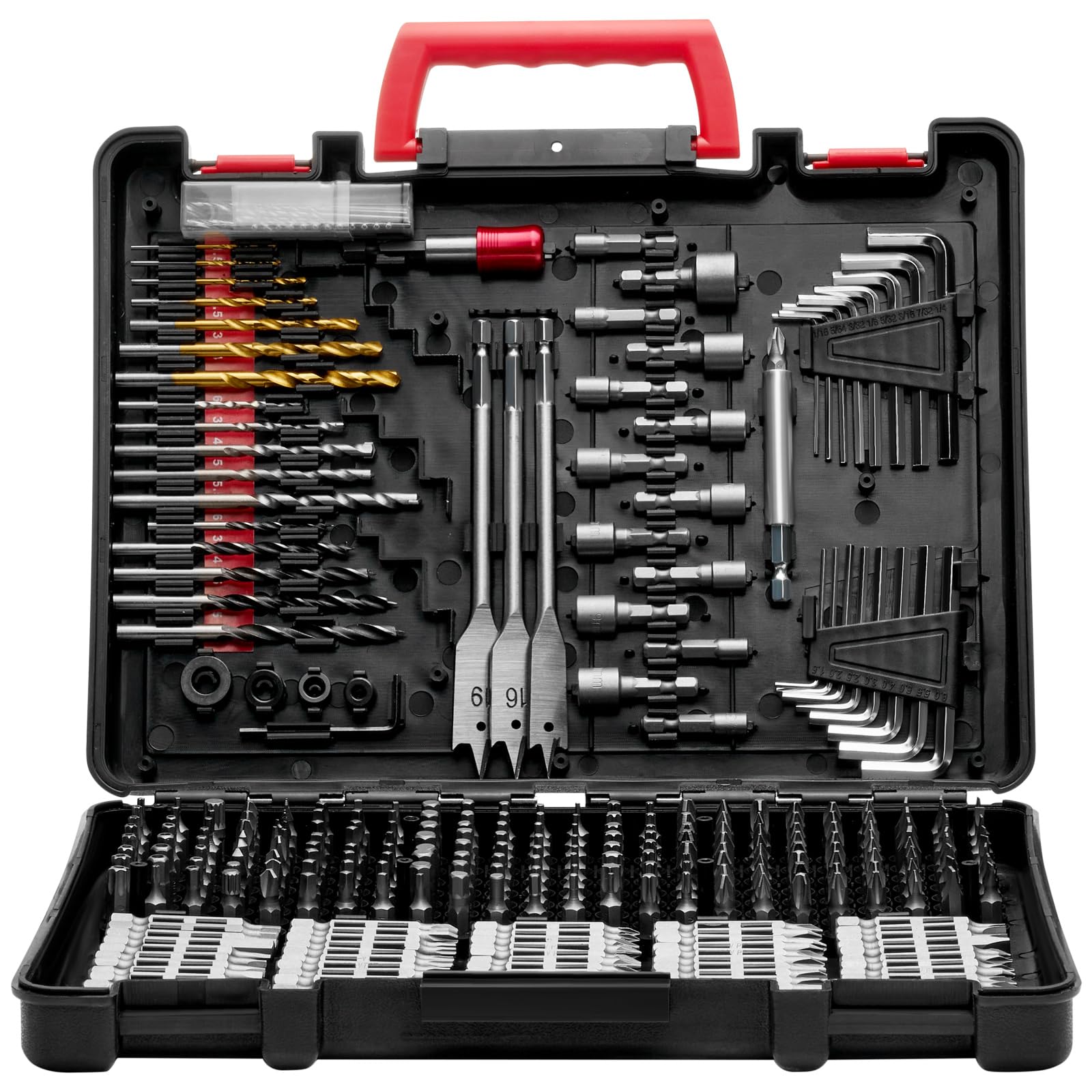 VEVOR Set di Punte da Trapano 318 Pezzi, Set di Punte da Trapano e Cacciavite, Set di Punte da Cacciavite Adatte per Foratura di Metallo, Kit Combinato Assortiti in Custodia per Trasporto Organizzata