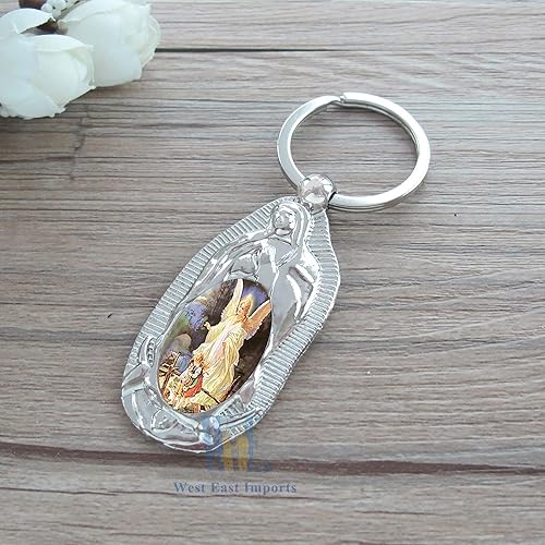Miniatura 4 de 12 piezas personalizadas de bautismo de recuerdo de fiesta, llavero de metal de ángel de la guarda, regalo de bautizo para grabado de invitados
