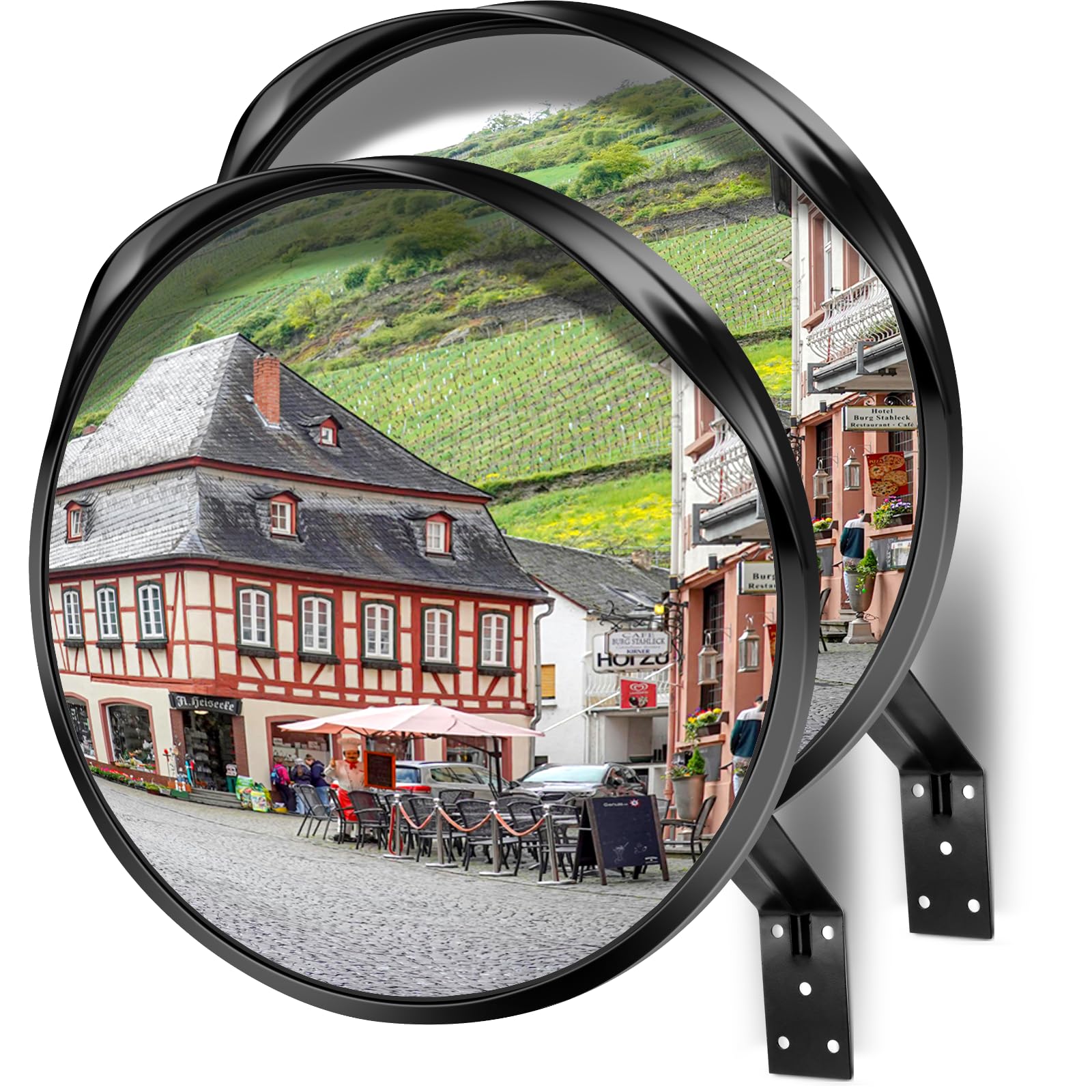 Photo 1 of 2PCS 12'' High-Grade Acrylic Convex Safety Mirror - 130° Wide Angle, Adjustable Fixing, Anti-Impact, Wall Mount for Blind Spot Elimination (Warehouse/Garage/Driveway, Indoor & Outdoor Use)