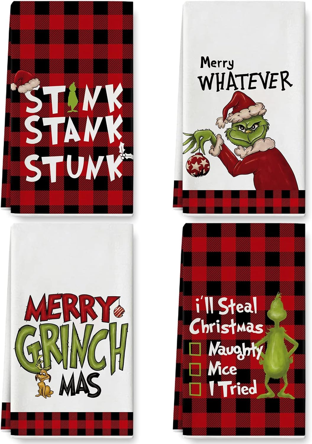 Whaline Christmas Buffalo Plaids Kitchen Towel Red Black