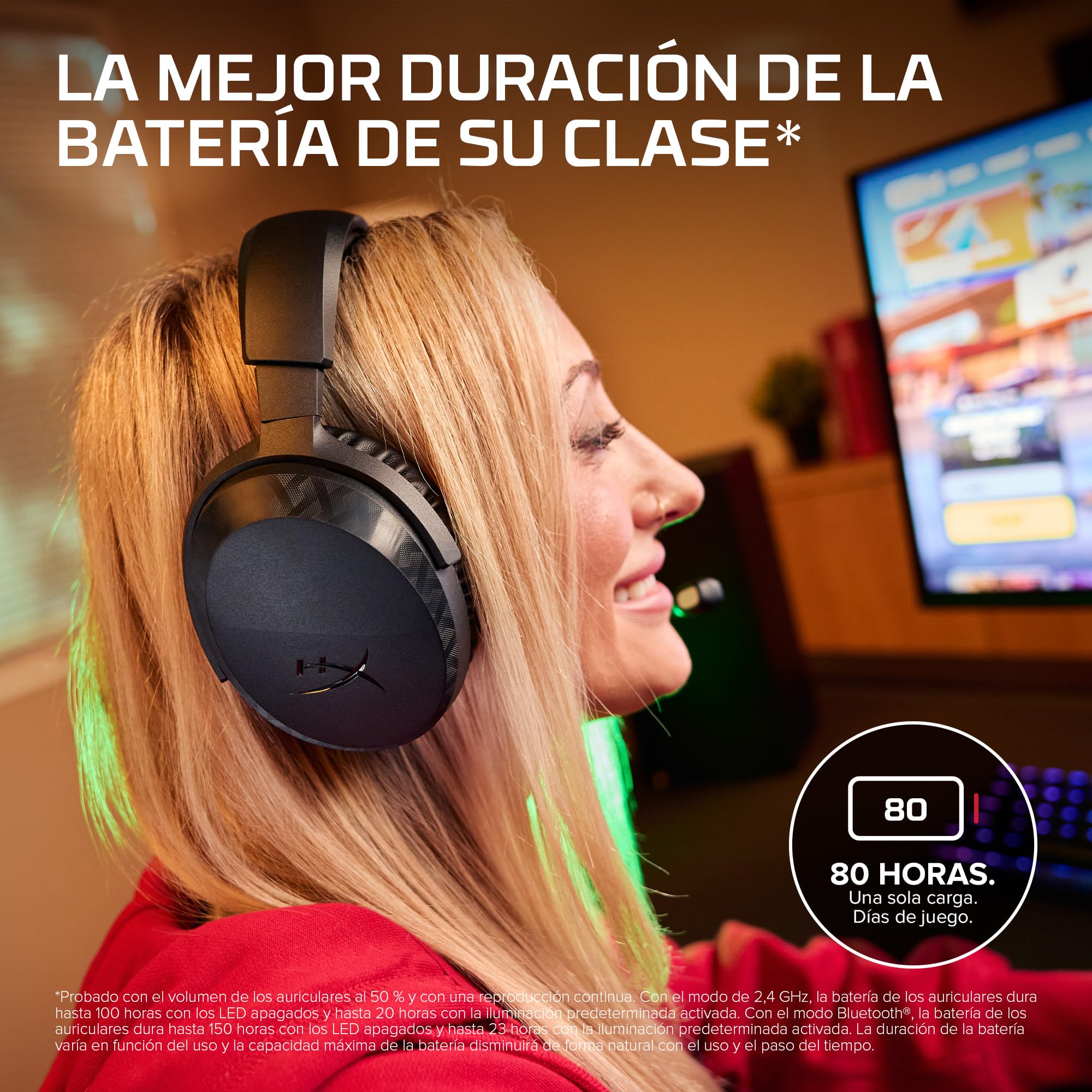 HyperX CloudX Stinger 3 Auriculares Gaming Inalámbricos para PS5 | Bluetooth 5.2 y 2,4 GHz, hasta 80 Horas de Batería, Controladores de 50 mm, Micrófono, Blanco
