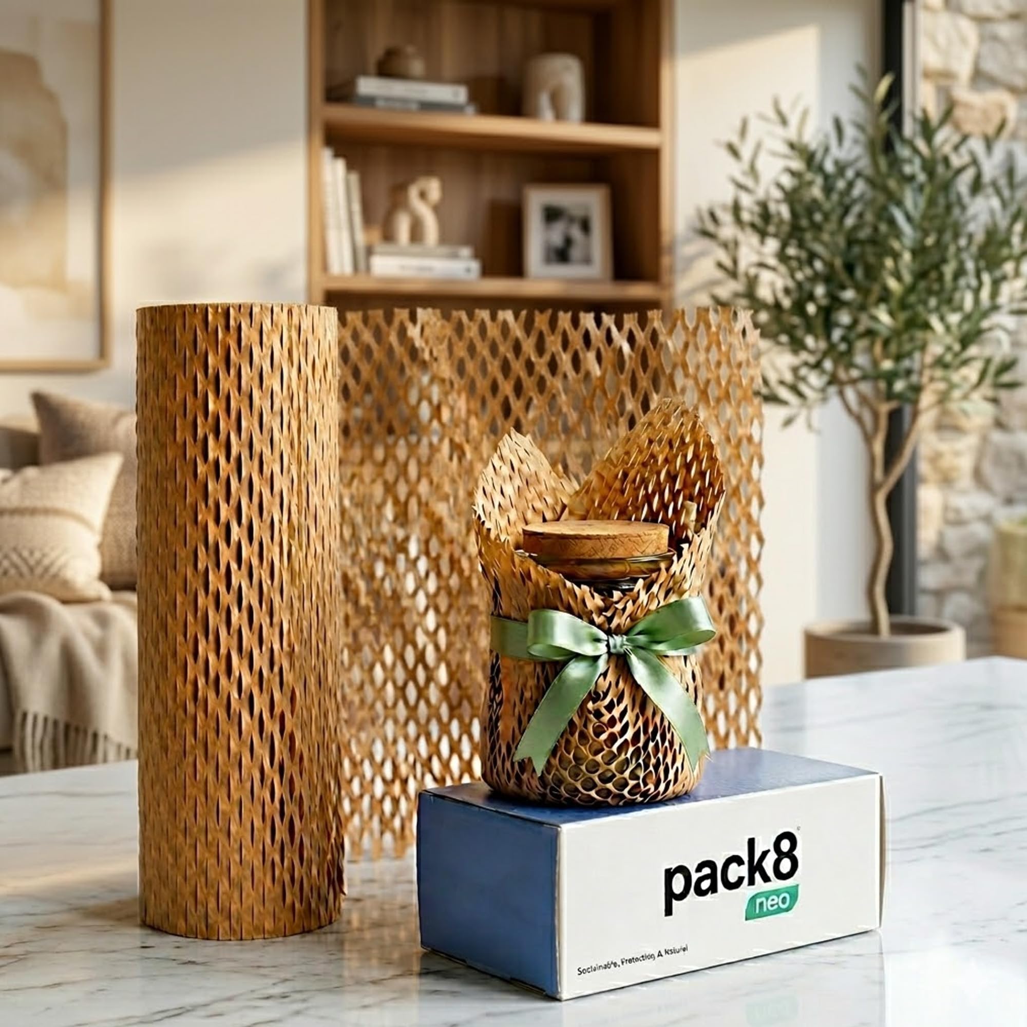 Pack8 Neo Pack8neo Eco friendly Paper Bubble Roll 15 inches|Honeycomb brown paper bubble wrap for packing, Shipping, Moving, Packaging for small business | Expandable upto 40-50% (15" x 100m)-image-14