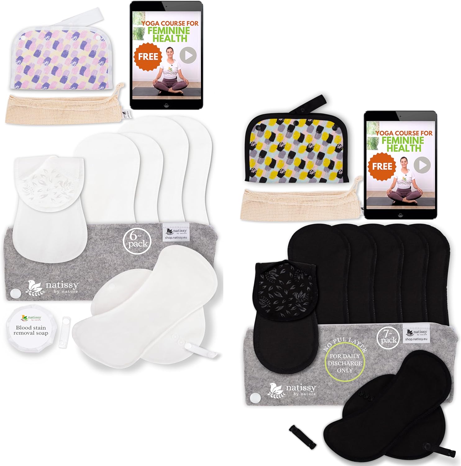 Non Slip Reusable Panty Liners for Women 7 Pack (M) Organic Cotton Panty Liners Reusable & Non Slip Reusable Pads Menstrual Heavy Flow 6-Pack (L&XL) Washable Period Pads