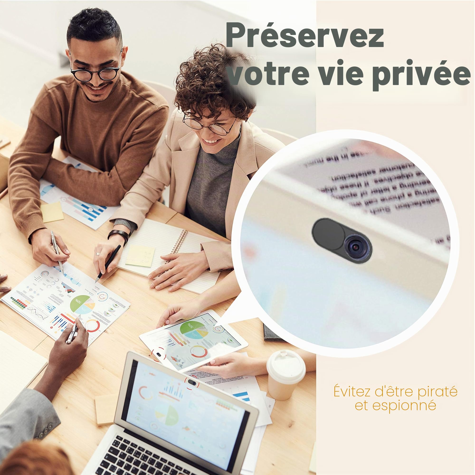imluckies Cache Webcam Slide [0,6mm Ultra Fin Métallique] pour MacBook Pro, Ordinateur Portable, MacBook air, iMac, iPad, PC, iPhone, Protection Vie Privée Caméra Cover Coulissant, Noir [2 Pièces]