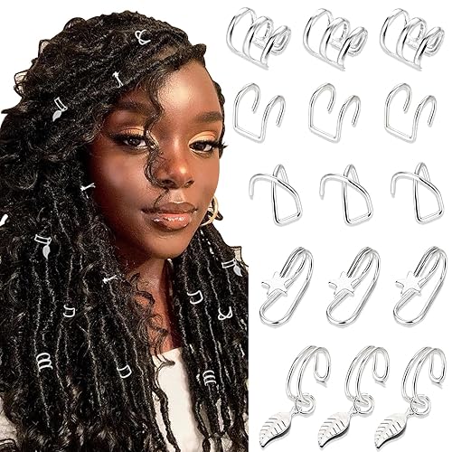 NAISKA 15 piezas de joyería para el cabello para trenzas, accesorios de rastas de estrella, accesorios de trenza de metal, clips sin perforación,