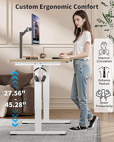 Miniatura 105 de Okin Escritorio eléctrico pequeño de pie, 40 x 24 pulgadas, altura ajustable, color negro, estación de trabajo para oficina en casa Negro