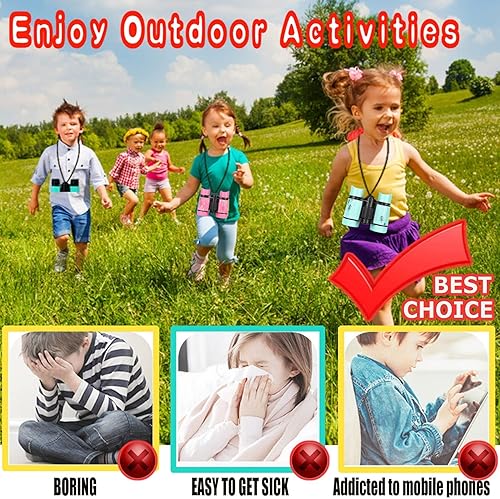 Vista 3 de Binoculares para niños y niñas, el mejor regalo para niños de 3 a 12 años, óptica a prueba de golpes, mini juguetes binocuolares compactos, forro