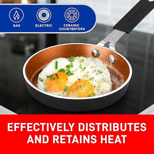 Miniatura 6 de Bakken- Swiss Mini sartén antiadherente para huevos y tortillas, 2 piezas, bandeja para huevos 5.5 pulgadas con cobre antiadherente, sartén