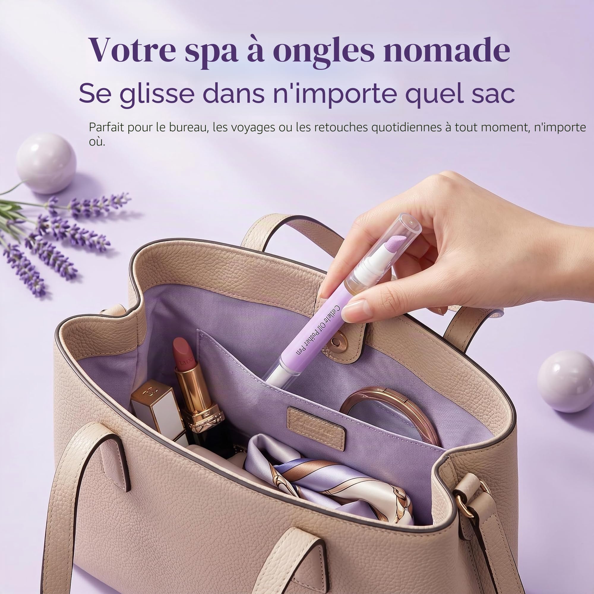Stylo à Cuticules 2 en 1, Huile Cuticules Ongles avec Pointe Céramique, Repousse Cuticule Soin, Nail Care Pen pour Cuticules Sèches et Abîmées (2 pièces)