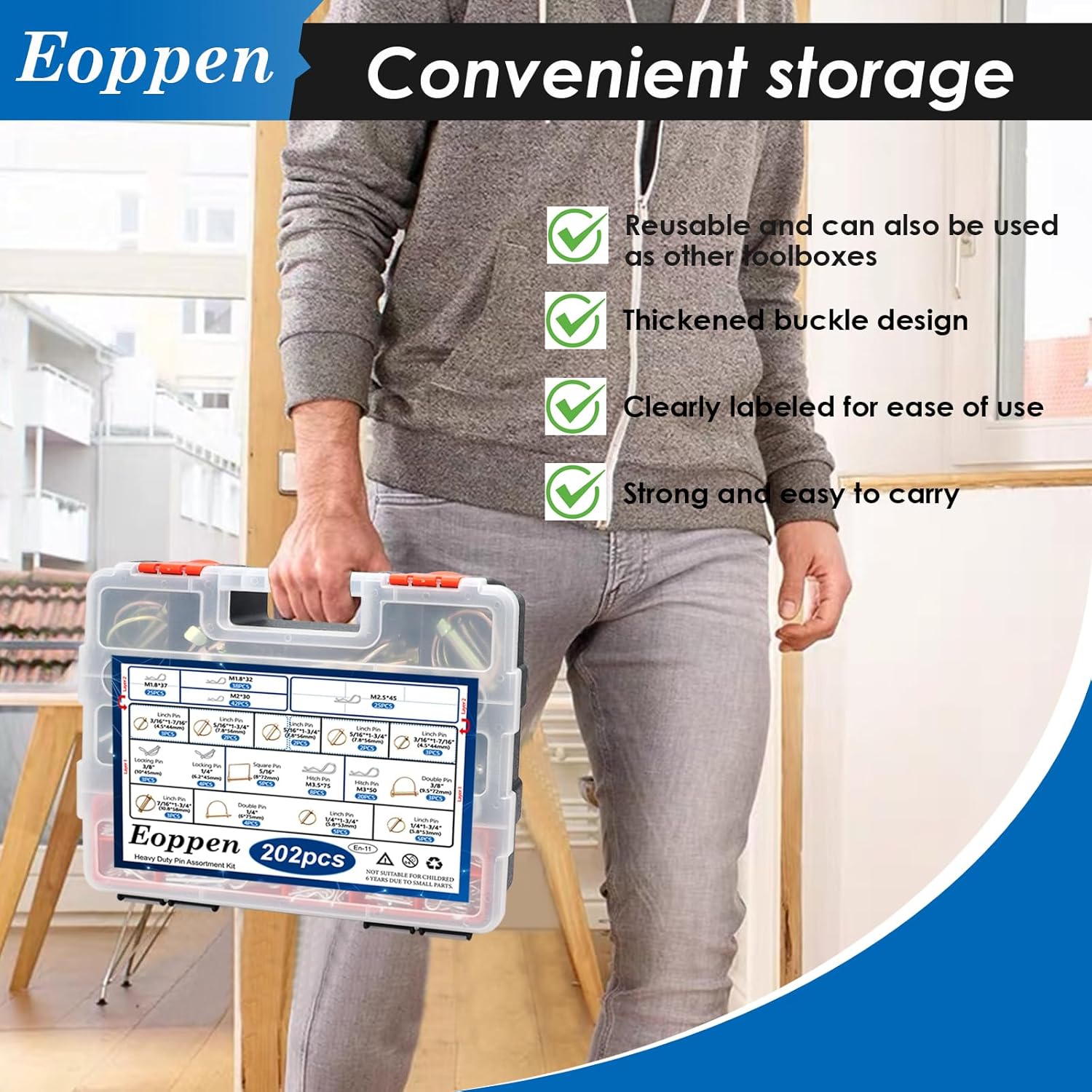 202Pcs Hitch Pins Clip Pins Assortment Kit, Heavy Duty Tractor Pins Linch Pins PTO Pins Tractor Accessories for Trailers, Tractors, Trucks, Lawn Mower