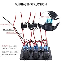 Vista 4 de KAOLALI Panel de interruptores de palanca de 5 bandas, panel de interruptores marinos automotrices, panel de interruptores impermeable de 12 V