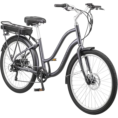 Schwinn Mendocino Electric Cruiser Bike for Adults, 20 MPH Commuting eBike, Ride Up to 45 Miles on Single Charge, 26-Inch Wheels, 6-Speed, Pedal Assist, Throttle Option, Aluminum Frame