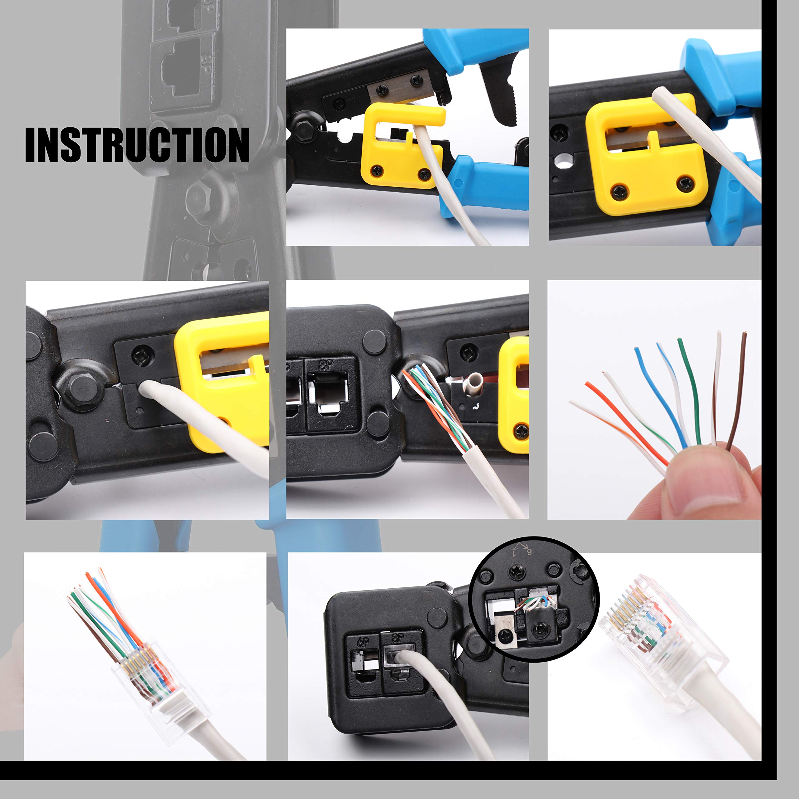 Yangoutool EZ RJ45 crimpatrice crimpatrice per RJ-45 RJ12 RJ11 End passante e connettori legacy