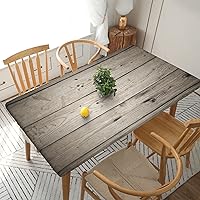Vista 1 de GTEVUTS Mantel rústico de grano de madera oscura envejecida, 5 x 2.2 pies, ajustable, rectangular, tela de poliéster con bordes elásticos retro