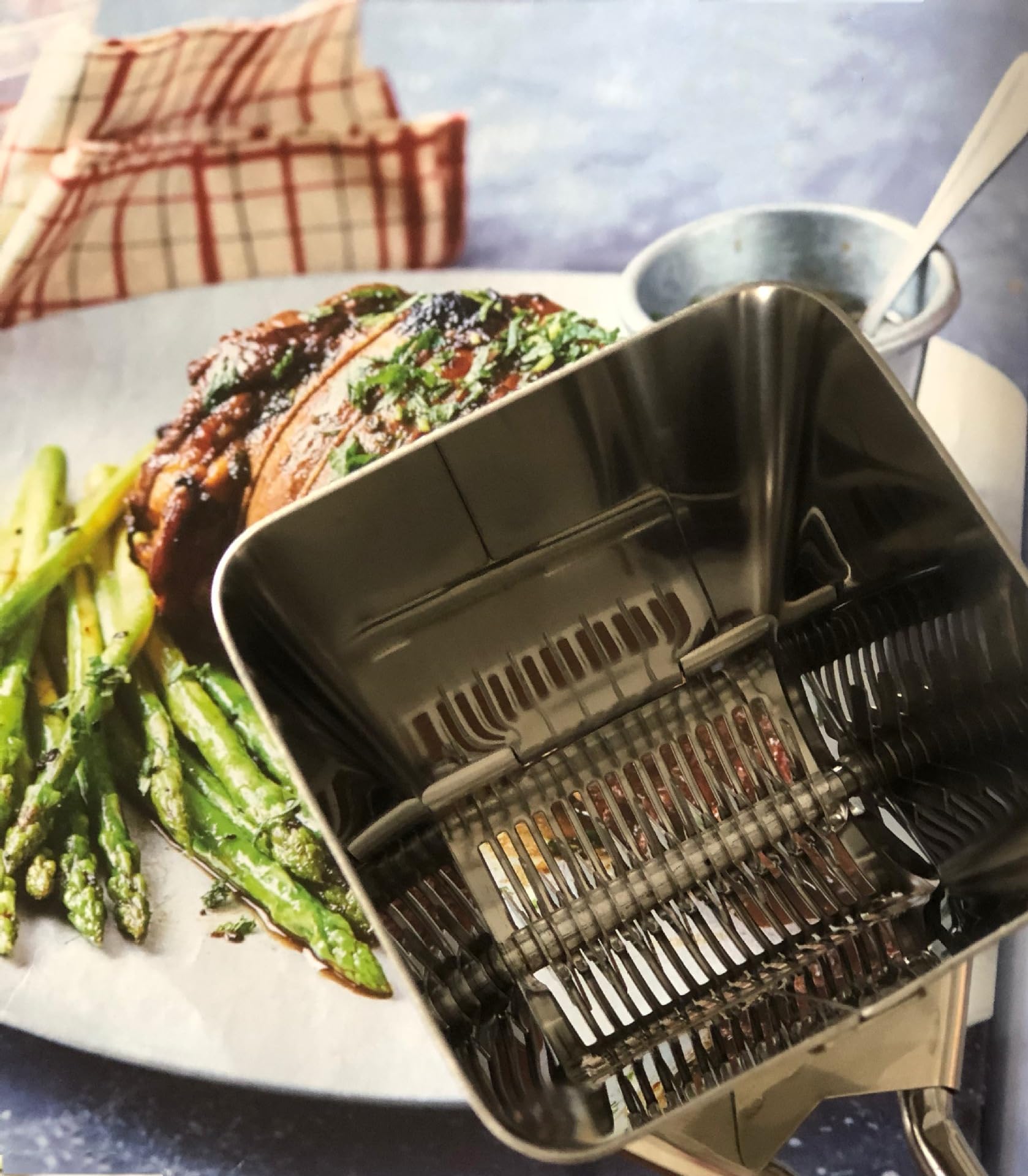 Tritino Taty Trita Erbe Manuale in Acciaio Inox,Tritatutto Professionale per Erbe Aromatiche, Basilico e Prezzemolo, Pratico Utensile da Cucina e Accessorio BBQ