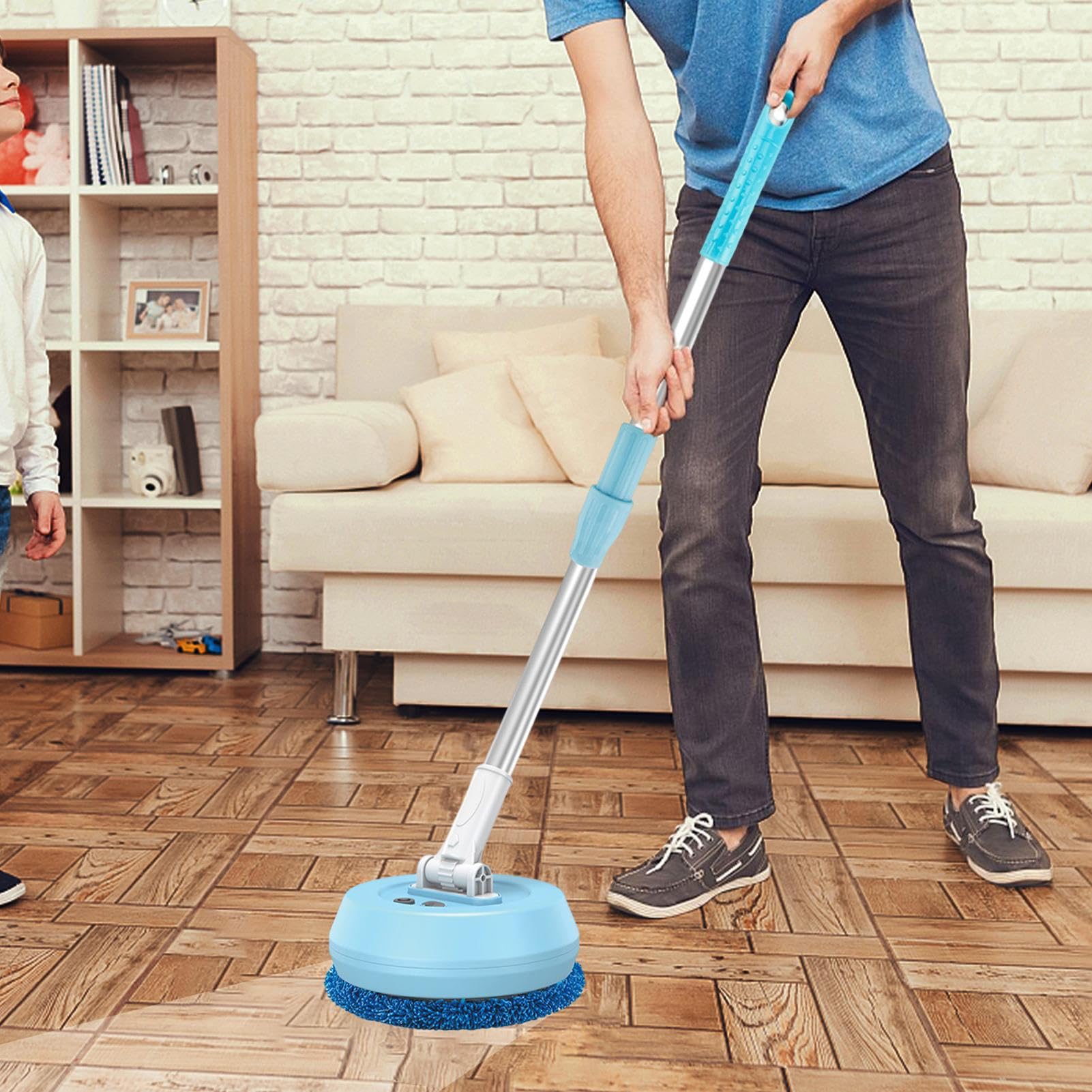 Round Electric Spin Mop | Holzbodenreiniger Mit Rotationsboden, Holzpolierer, Fliesen und Laminat Effiziente Reinigung Und Arbeitsersparnis. Einfach umgehen
