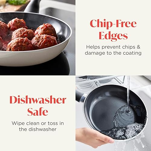 Miniatura 8 de Deco - Sartén antiadherente de 11 pulgadas, fabricada en Italia, cerámica de diamante, sin PFAS, apta para lavavajillas y utensilios de metal,
