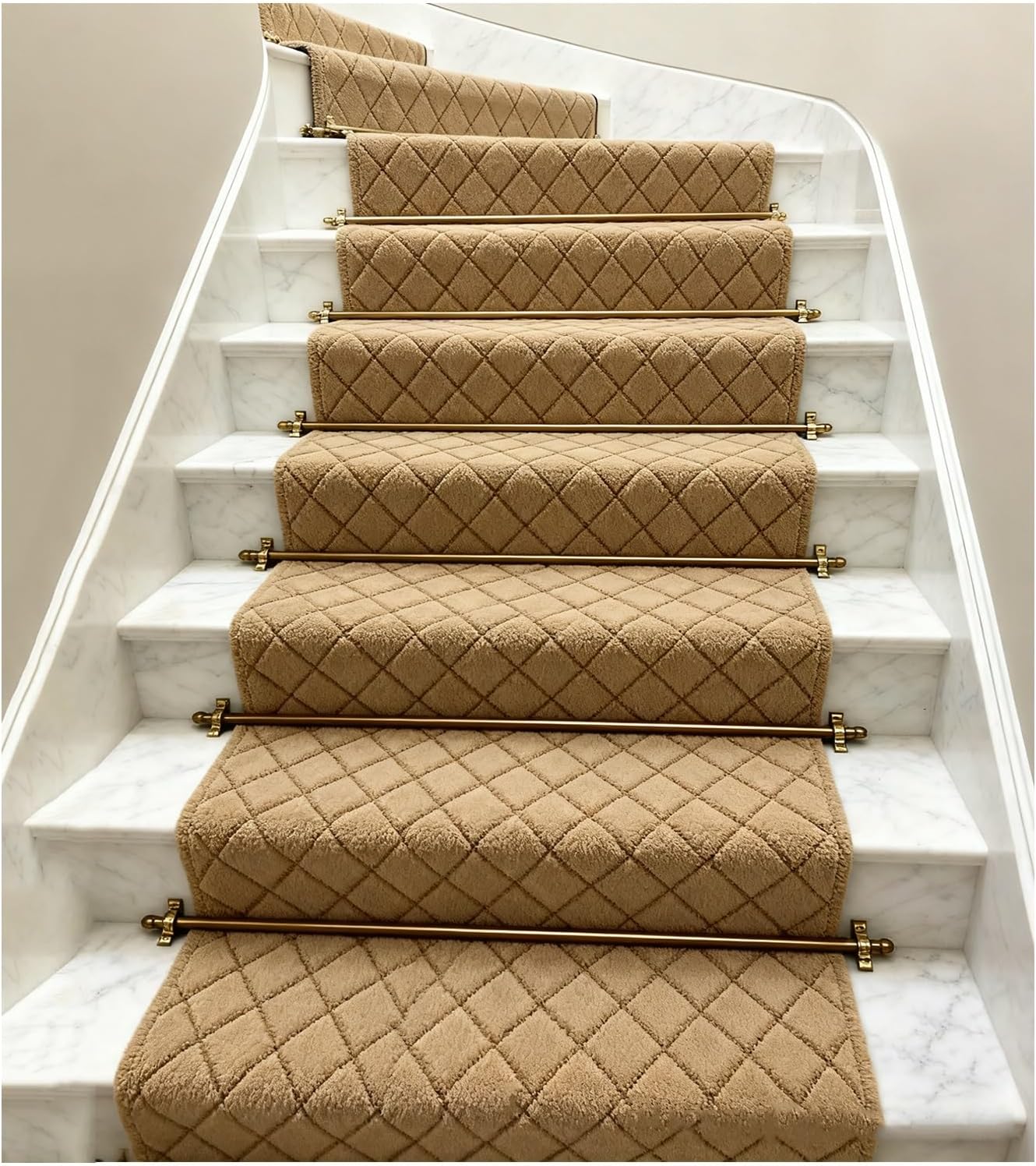 Brass Stair Rods for Carpet Runners Set of 2-16, Long Staircase Carpet Rods, Stair Carpet Runner Holder Rods for Home Office Shopping Center(4 Pack,L 24in/61cm)
