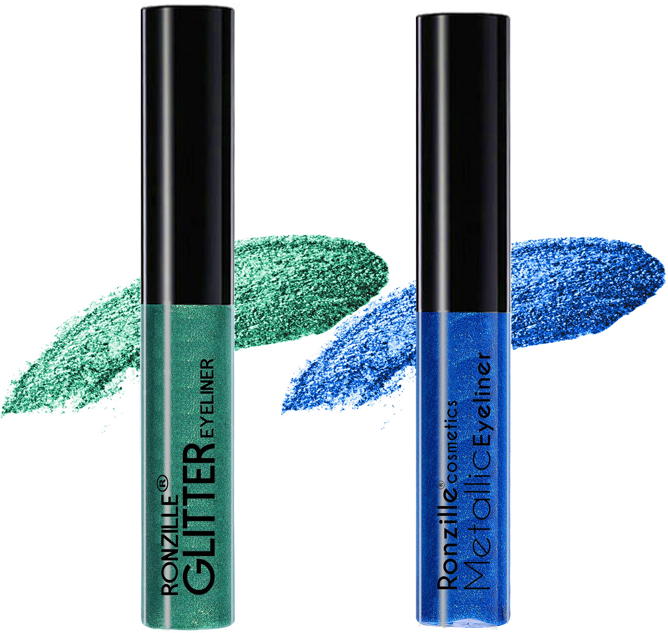 Ronzille Glitter Liquid Eyeliner Blue Green Shimmery Finish (Pack Of 2)