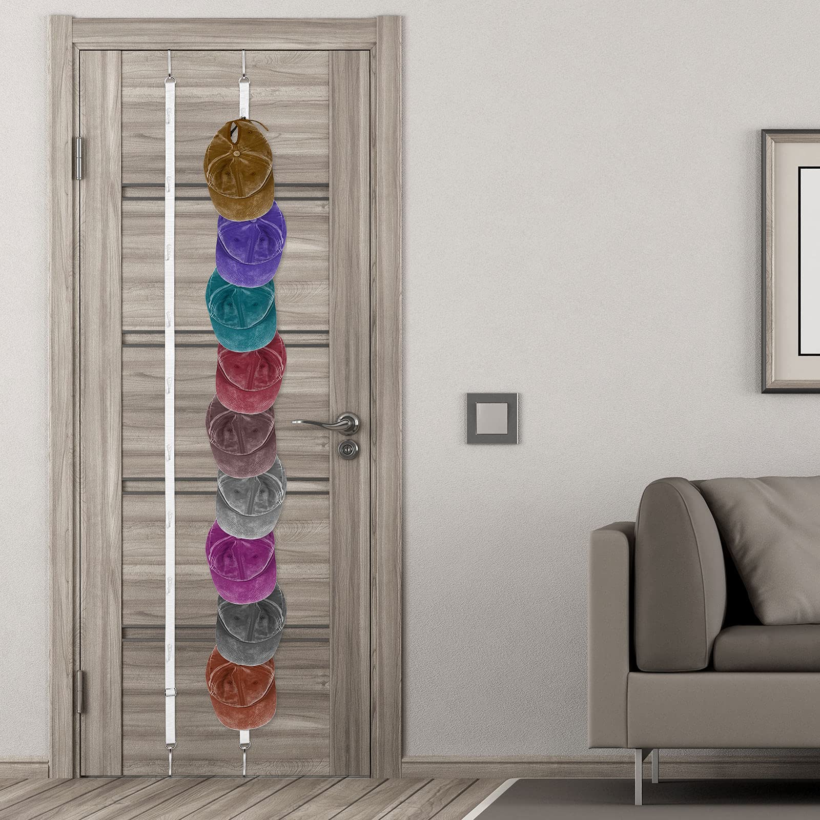 Jetec 2 Pezzi Armadio da Porta Cappelli Regolabile Organizer per Cappelli da Appendere Custodie per Cappelli da Appendere Supporto di Berretti da Baseball Organizer con Gancio (Bianco)