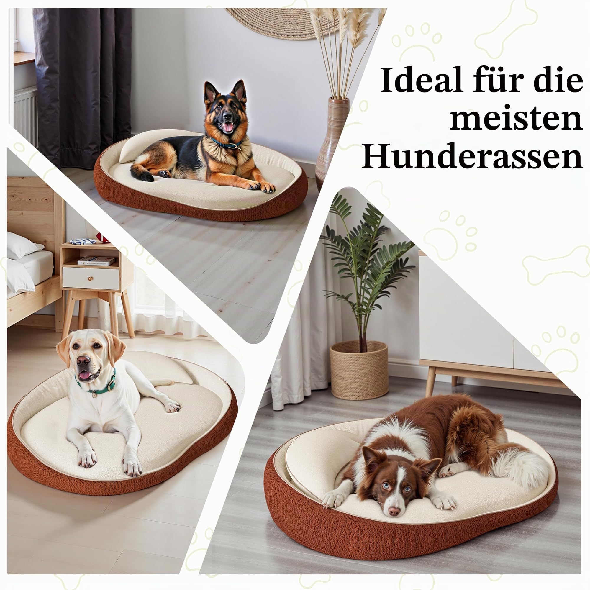 XXL Orthopädisches Hundebett mit Kissen – Komfortables Hundesofa aus Memory Foam, Abnehmbarer & waschbarer Bezug – Hundebett für große Hunde, langlebig & gemütlich