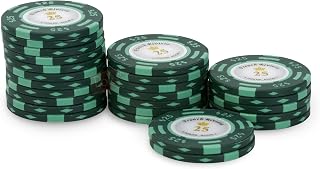 French Riviera Pokerchips Clay Composite 14g Metallkern - 25 Stück Casino Jetons Grün $25 mit Wertaufdruck - Texas Hold'em Blackjack Poker Chips Set Profi Pokerzubehör