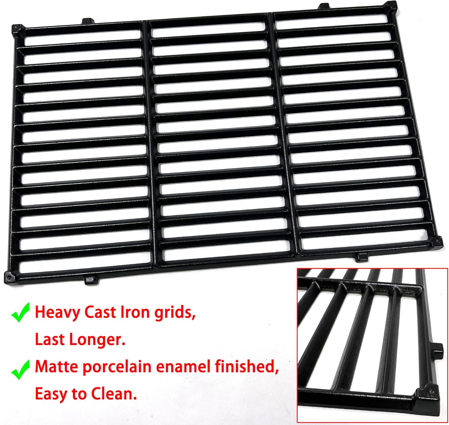 Direct Store DC130 17.5" 7638 2pk Cast Iron Cooking Grill Grates Replacement for Weber Spirit 300, 310, 320 Series, Spirit 700, Genesis Silver B/C, Genesis Gold B/C, Genesis Platinum B/C Gas Grills