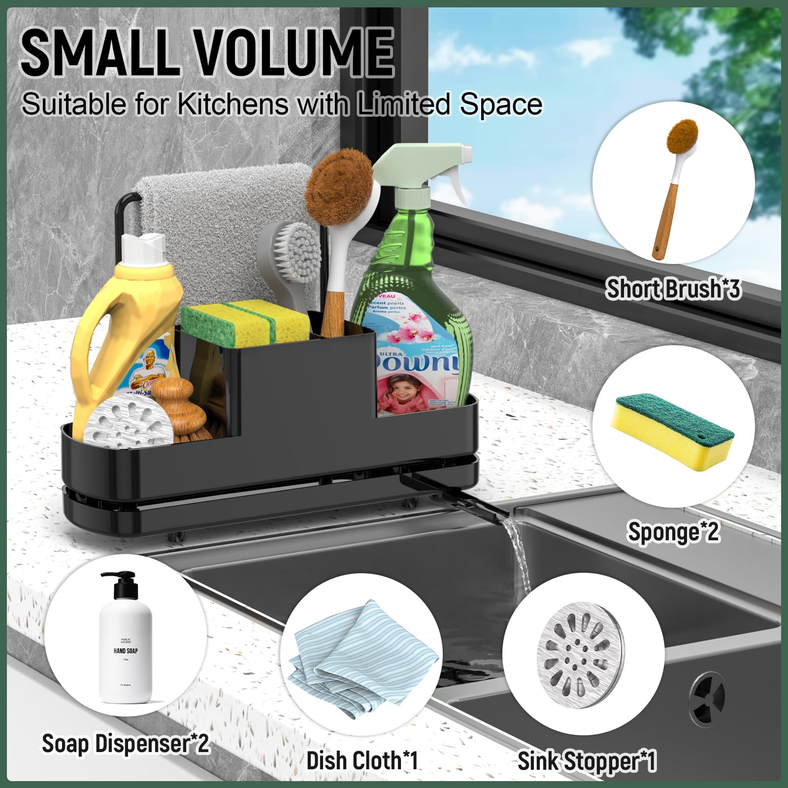1 pz Porta Spugna per Lavello Cucina, Scatola Lavello Cucina con Porta Spazzole * Organizer Lavello Cucina Antiruggine Scatola Porta Spugna per Lavaggio Stoviglie con Divisori