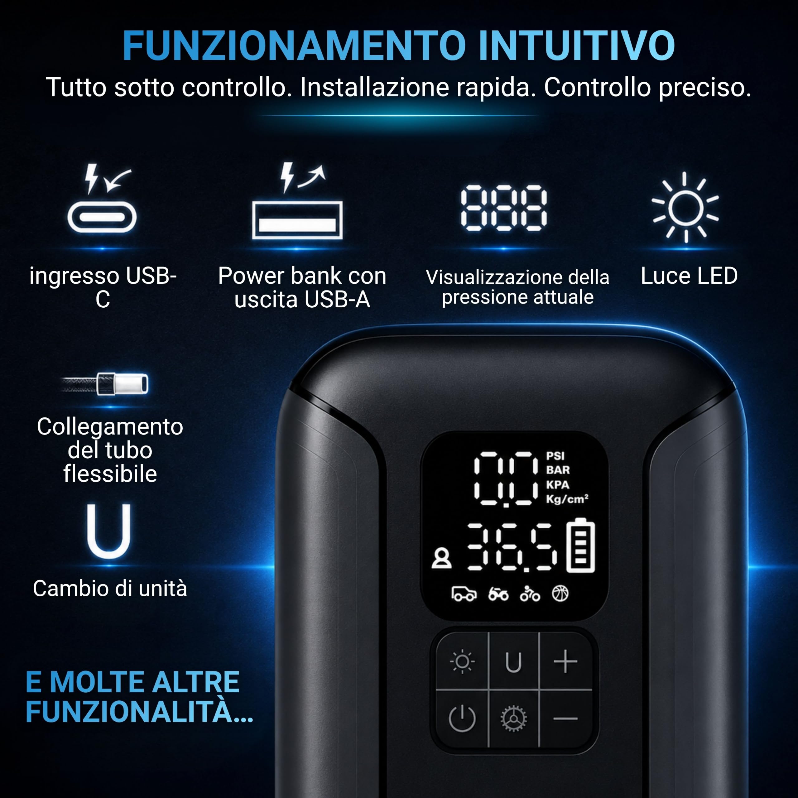 AutoSky Avviatore di emergenza portatile 2 in 1 con gonfiatore per pneumatici: il kit di emergenza perfetto da avere nel tuo veicolo.