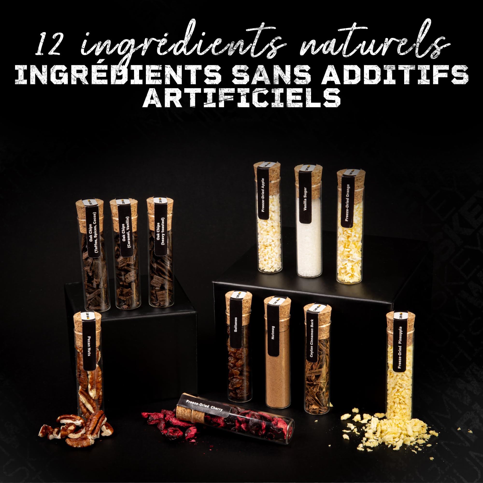 DIBYS Kit préparation Rhum arrangé | Coffret avec 12 épices Naturelles et Accessoires | Cadeau pour Homme et Femme | Kit de dégustation de Rhum DIY avec 4 Recettes | Set à Faire soi-même