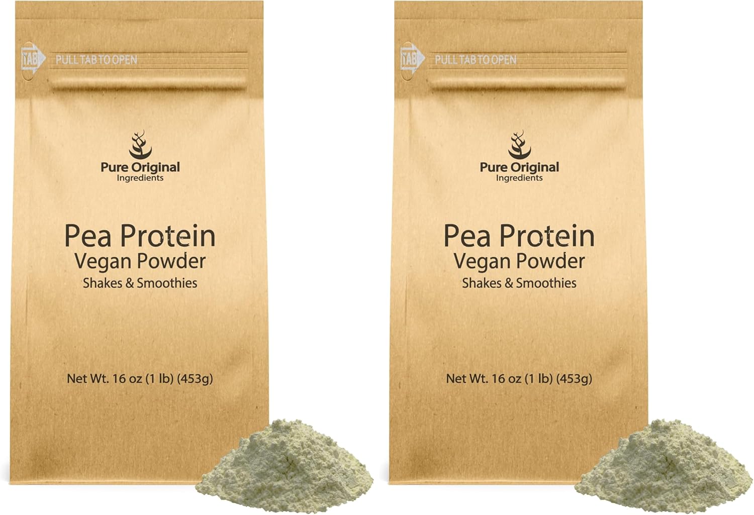 PURE ORIGINAL INGREDIENTS Pea Vegan Protein Powder (1 lb) Gluten Free, from Yellow Peas (Pack of 2)